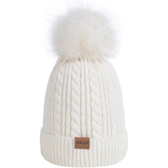 Kids Winter Beanie Hat, Children's Warm Fleece Lined Knit Thick Ski Cap with Pom - Picture 1 of 7